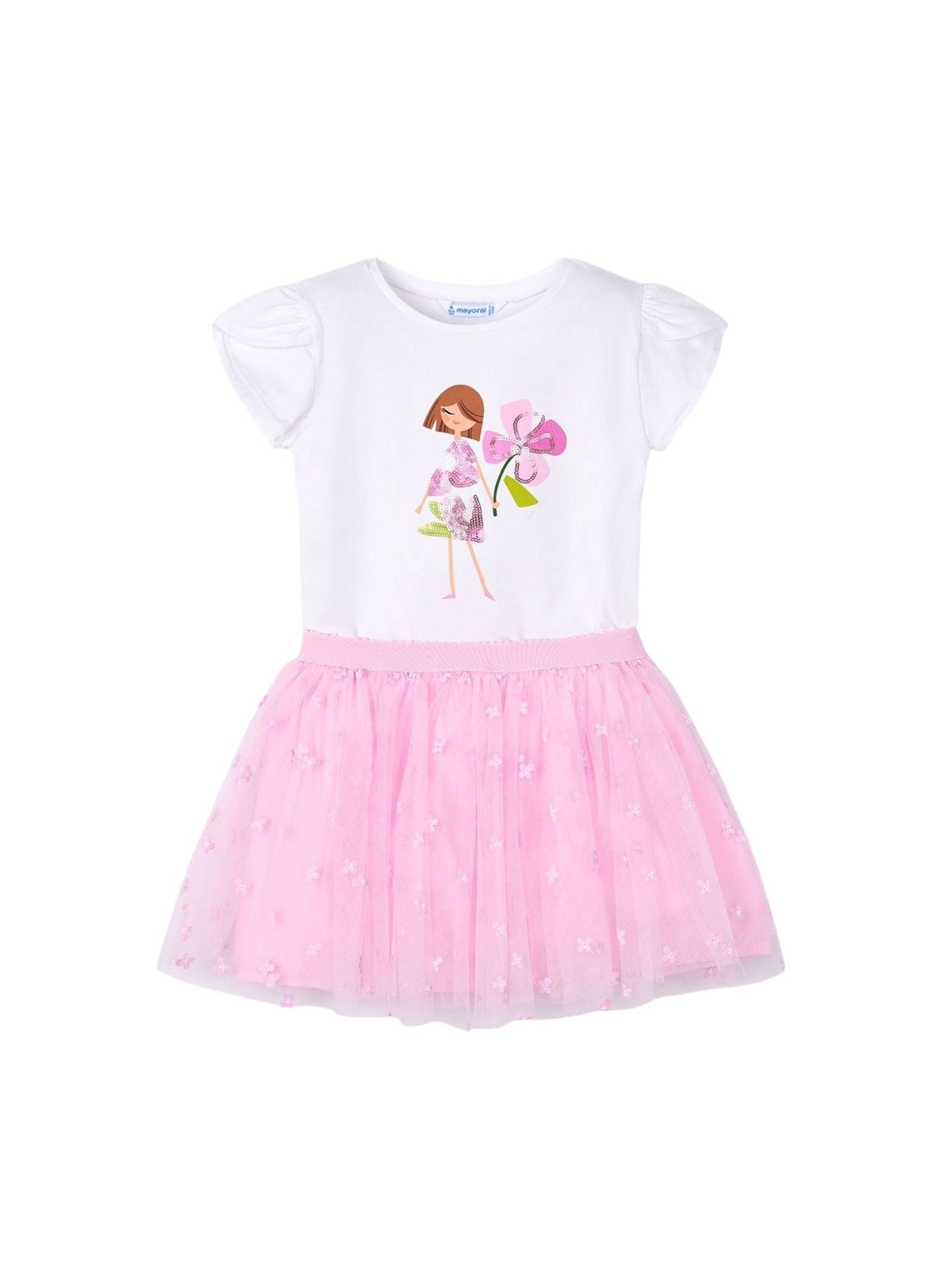 Conj.saia tule Rosa malva (Rosa)  para Menina - Mayoral