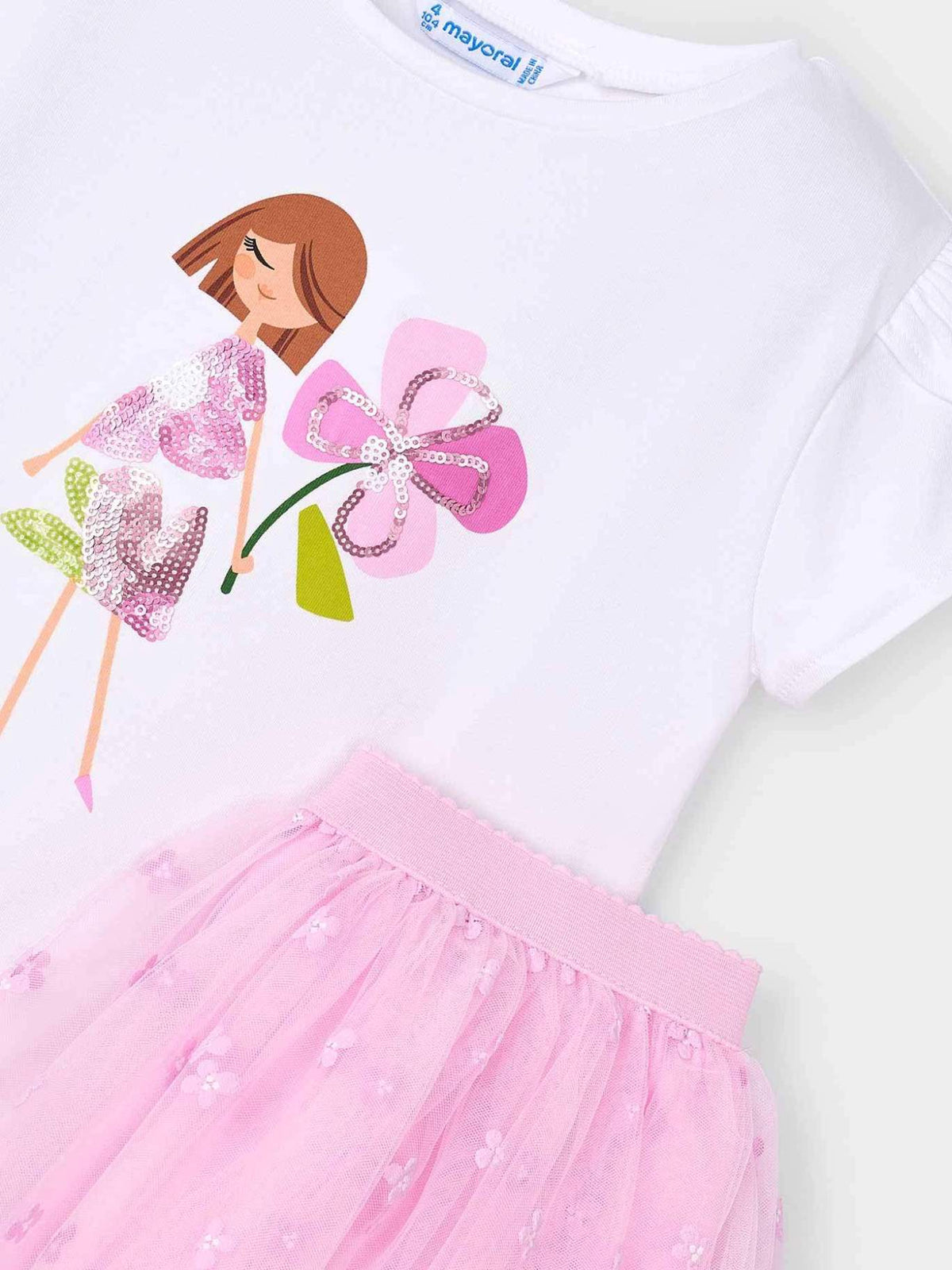 Conj.saia tule Rosa malva (Rosa)  para Menina - Mayoral
