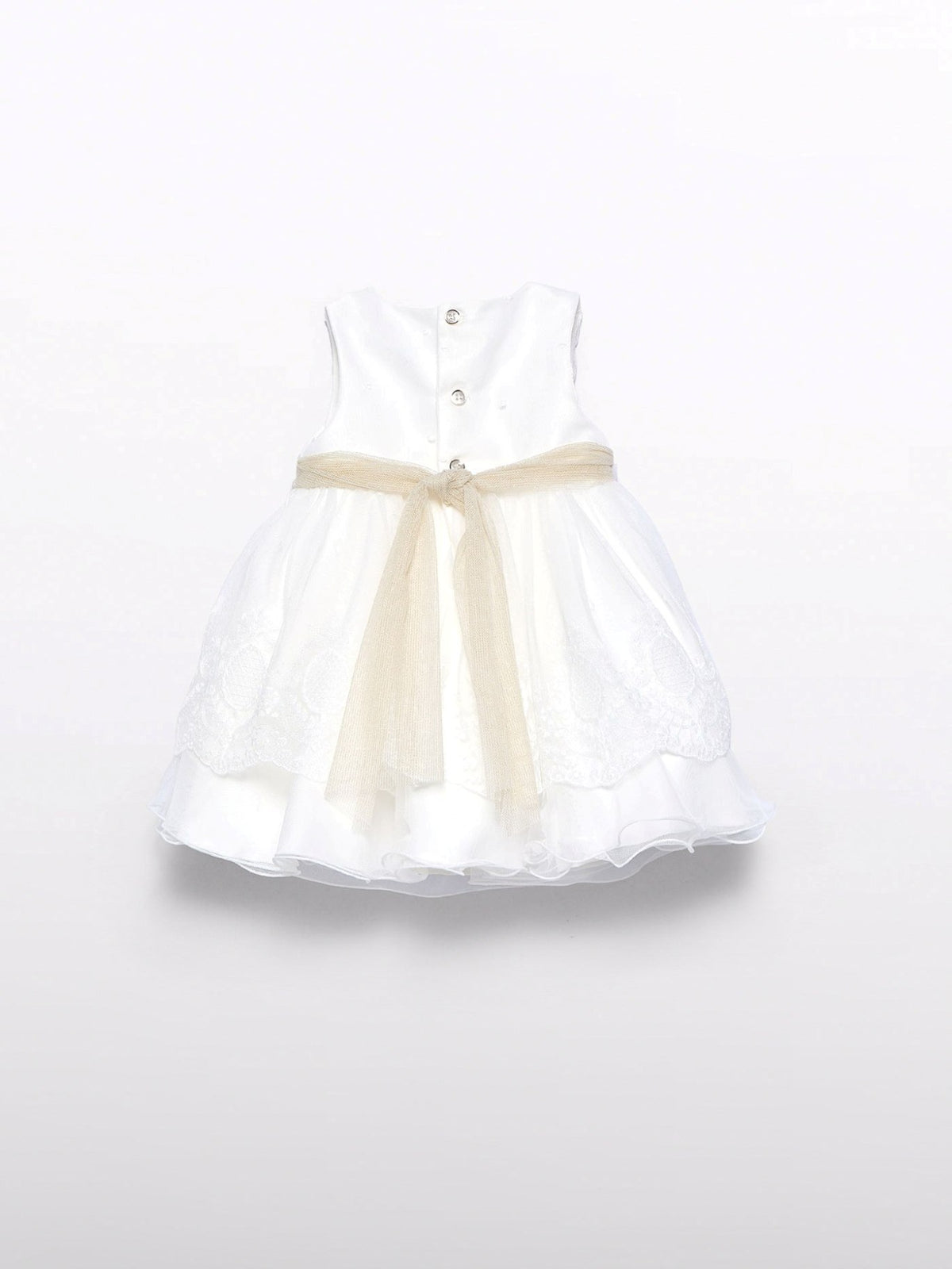 Vestido tul bordado Nata (Creme / Pérola)  para Bebé Menina - Abel & Lula