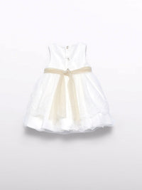 Vestido tul bordado Nata (Creme / Pérola)  para Bebé Menina - Abel & Lula