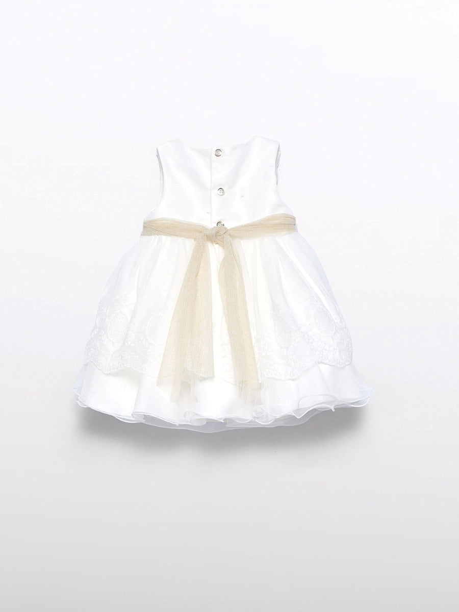 Vestido tul bordado Nata (Creme / Pérola)  para Bebé Menina - Abel & Lula