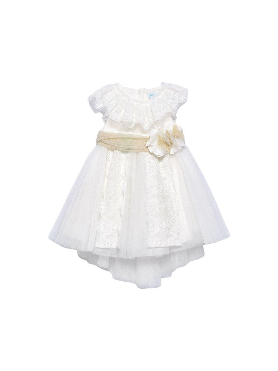 Vestido tule plumeti Nata (Creme / Pérola)  para Bebé Menina - Abel & Lula