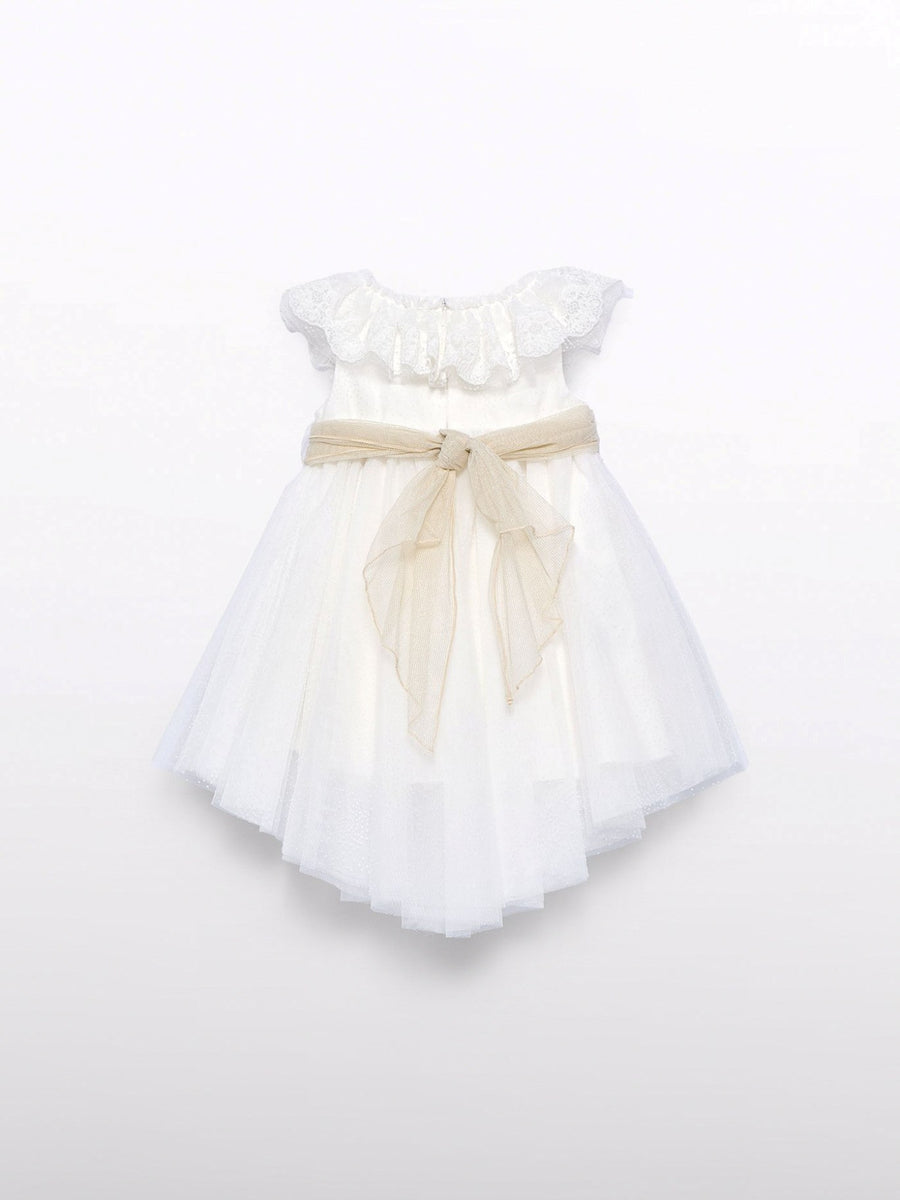 Vestido tule plumeti Nata (Creme / Pérola)  para Bebé Menina - Abel & Lula