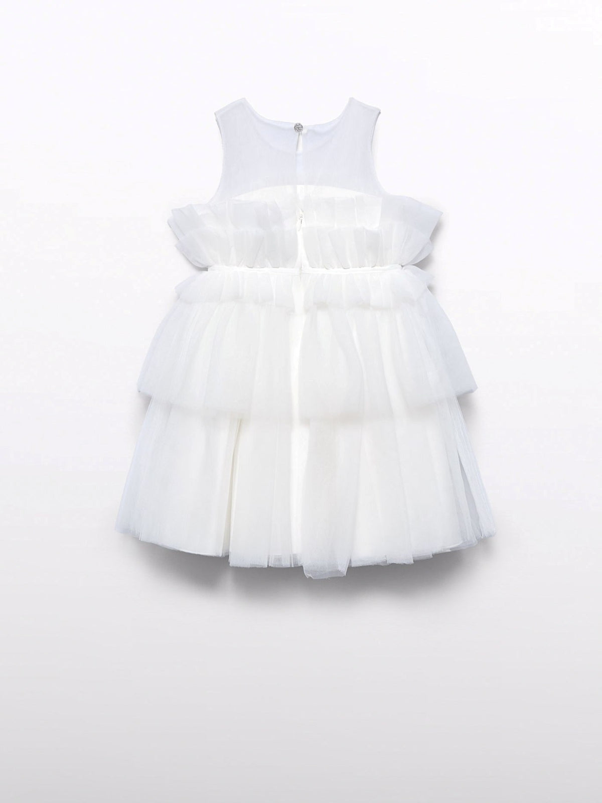 Vestido tule folhos Nata (Creme / Pérola)  para Menina - Abel & Lula