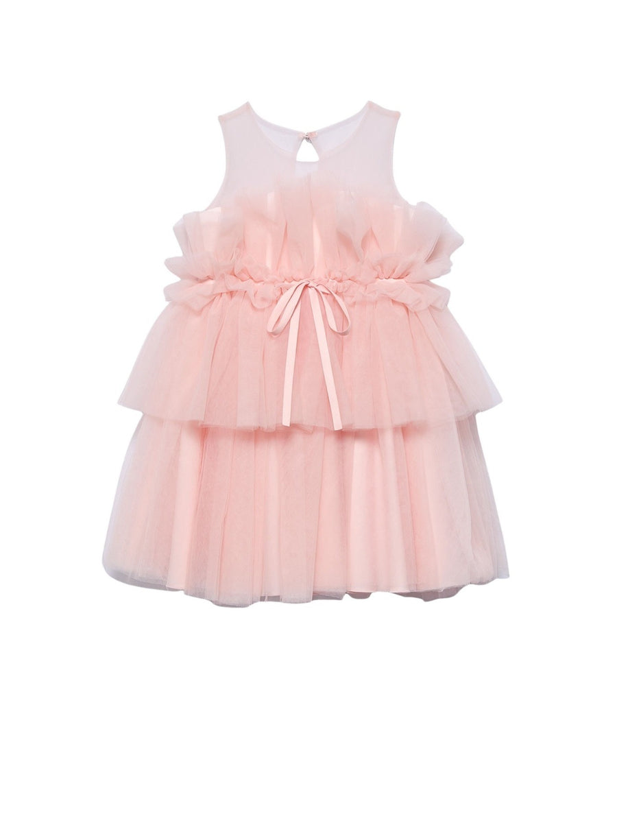 Vestido tule folhos Peónia (Fúcsia)  para Menina - Abel & Lula