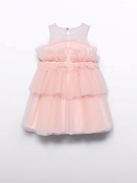 Vestido tule folhos Peónia (Fúcsia)  para Menina - Abel & Lula