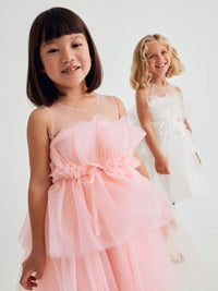 Vestido tule folhos Peónia (Fúcsia)  para Menina - Abel & Lula