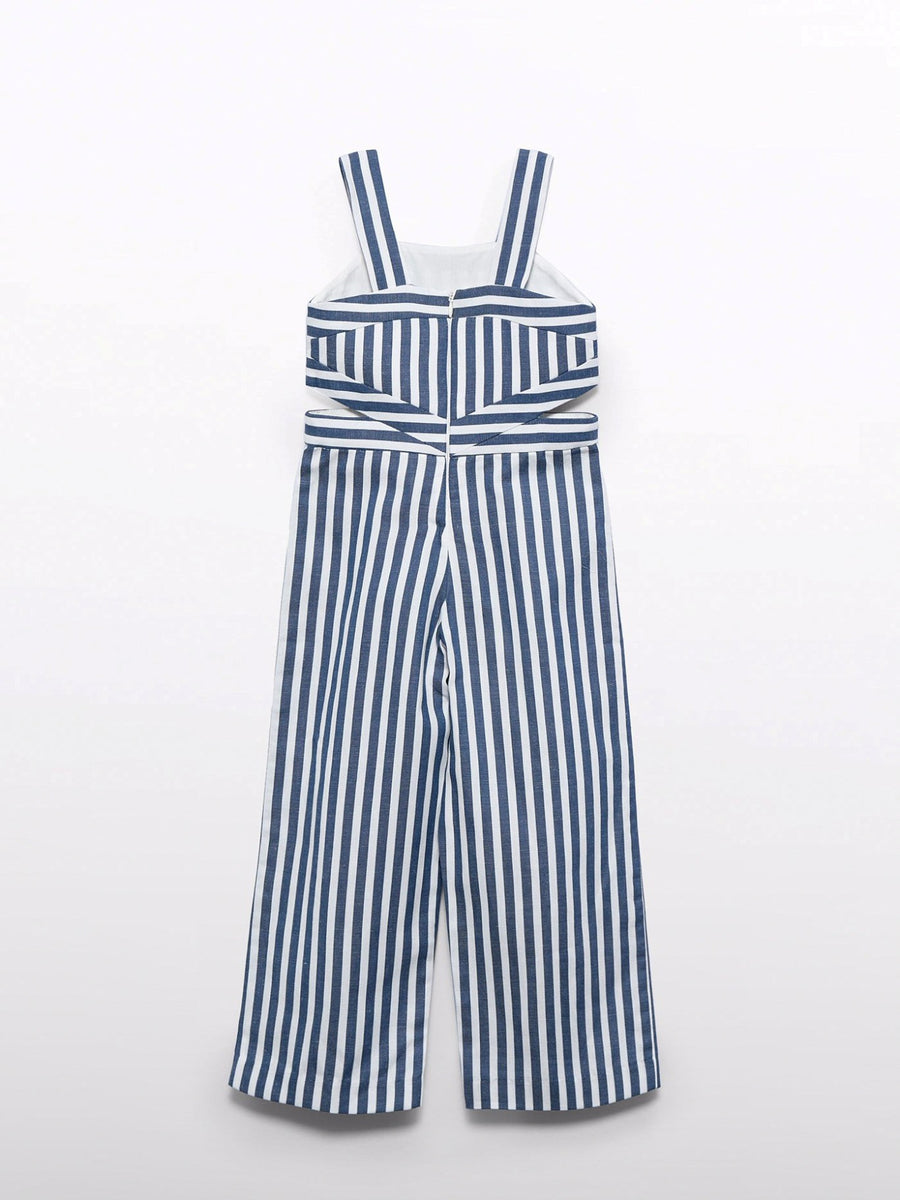 Macacão riscas bicolor Azul escur (Marinho)  para Menina - Abel & Lula