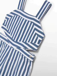 Macacão riscas bicolor Azul escur (Marinho)  para Menina - Abel & Lula
