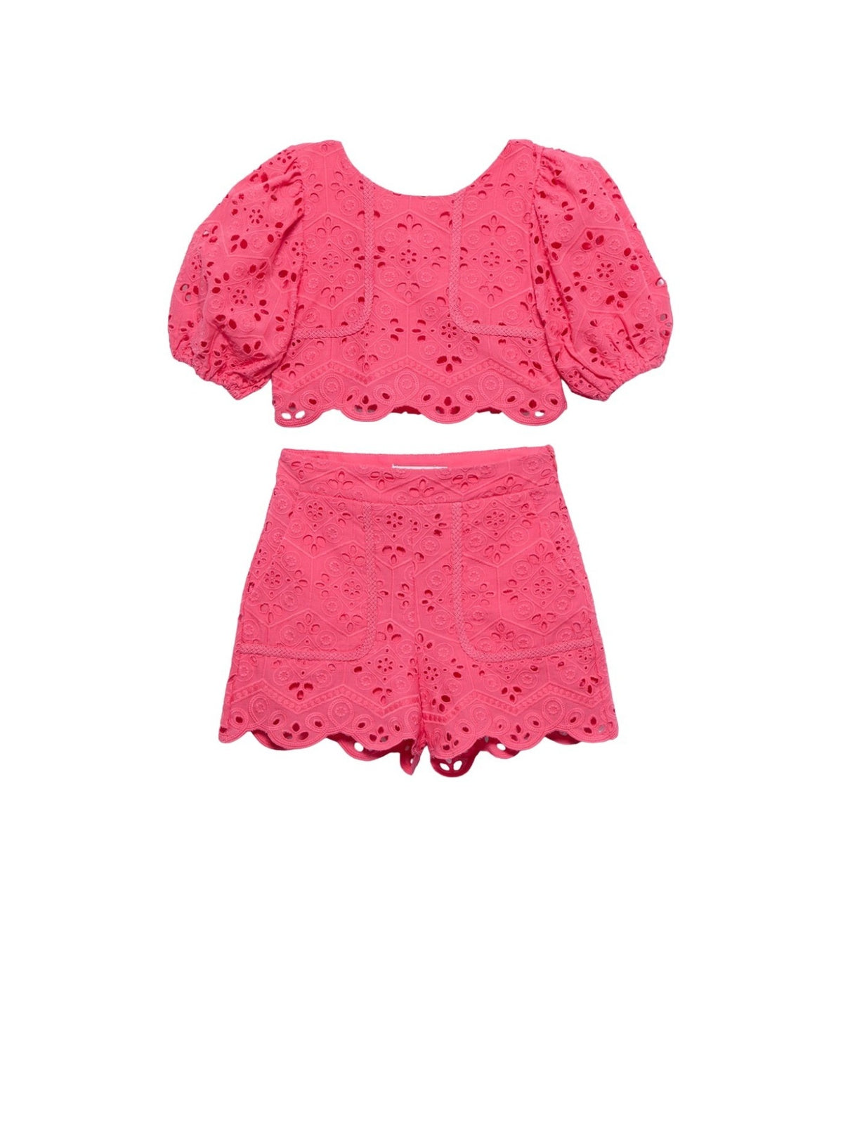 Conj.bermuda bordada Fúcsia (Fúcsia)  para Menina - Abel & Lula