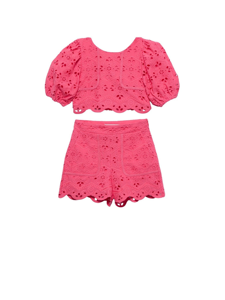 Conj.bermuda bordada Fúcsia (Fúcsia)  para Menina - Abel & Lula