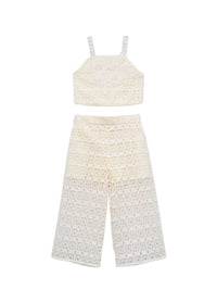 Conj. calça crochet Crú (Creme / Pérola)  para Menina - Abel & Lula