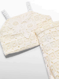 Conj. calça crochet Crú (Creme / Pérola)  para Menina - Abel & Lula