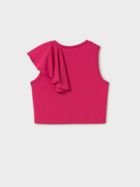 Camiseta alças folhos Verm-alarj (Rosa Velho)  para Menina - Mayoral