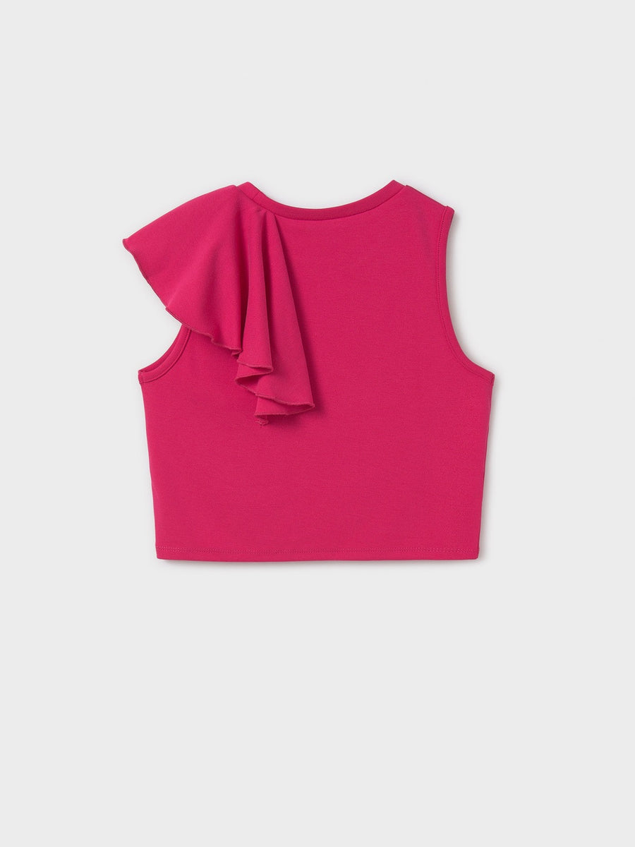 Camiseta alças folhos Verm-alarj (Rosa Velho)  para Menina - Mayoral