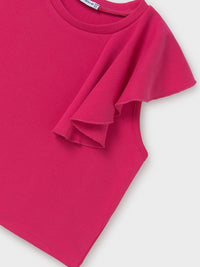 Camiseta alças folhos Verm-alarj (Rosa Velho)  para Menina - Mayoral