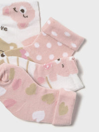 Set 4 soquetes Rosa baby (Rosa Bébé)  para Bebé Menina - Mayoral