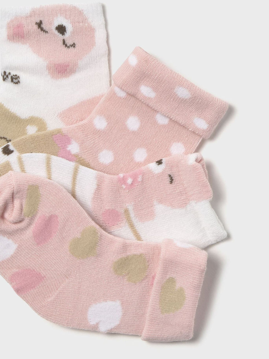 Set 4 soquetes Rosa baby (Rosa Bébé)  para Bebé Menina - Mayoral
