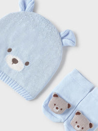 Chapéu e soquete tricô Azul céu (Celeste)  para Bebé Menino - Mayoral
