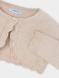 Casaco bolero tricô básico Avelã v (Bege)  para Menina - Mayoral