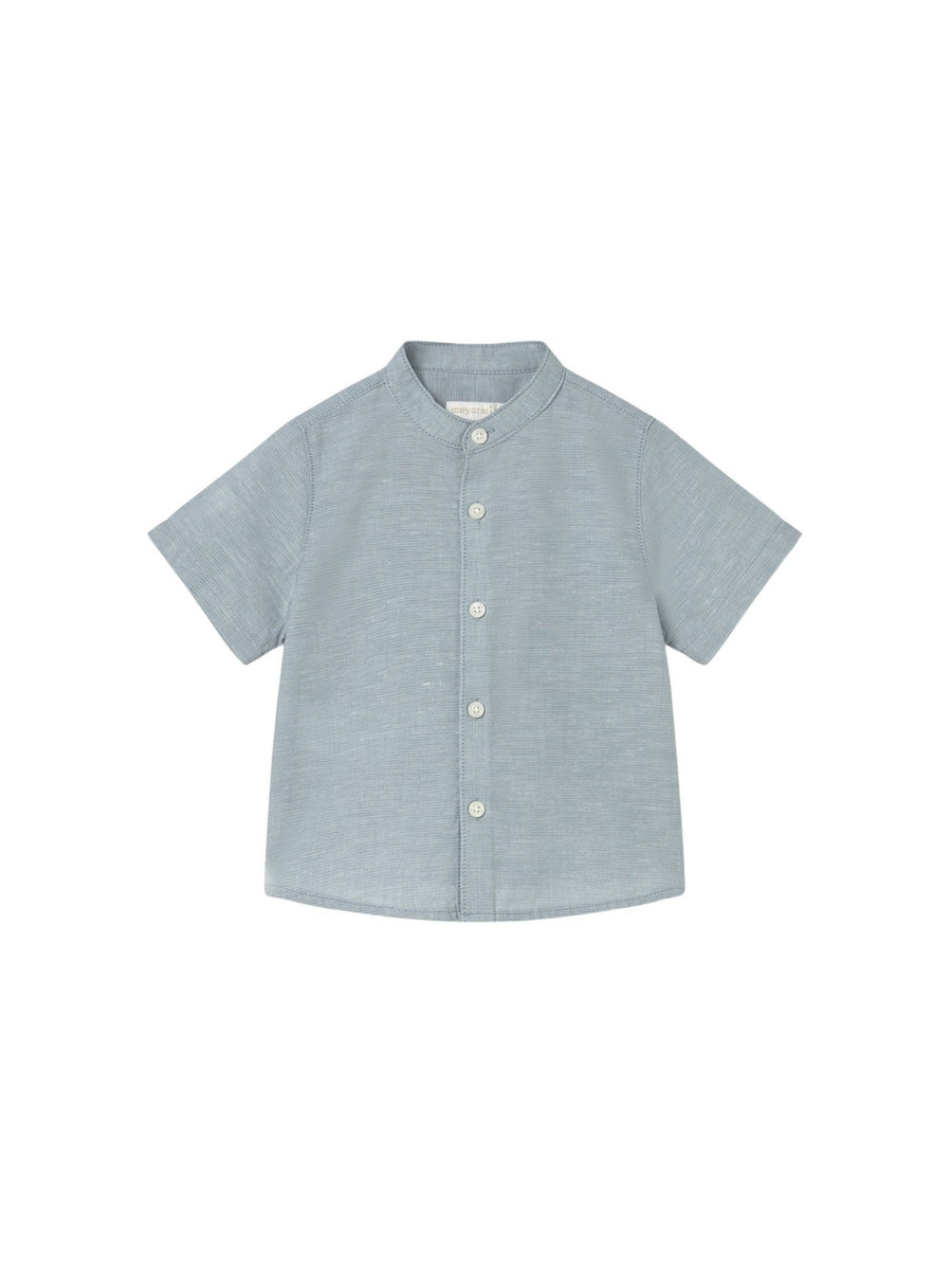 Camisa linho m/comp. gola pad Azul jade (Verde Água)  para Bebé Menino - Mayoral