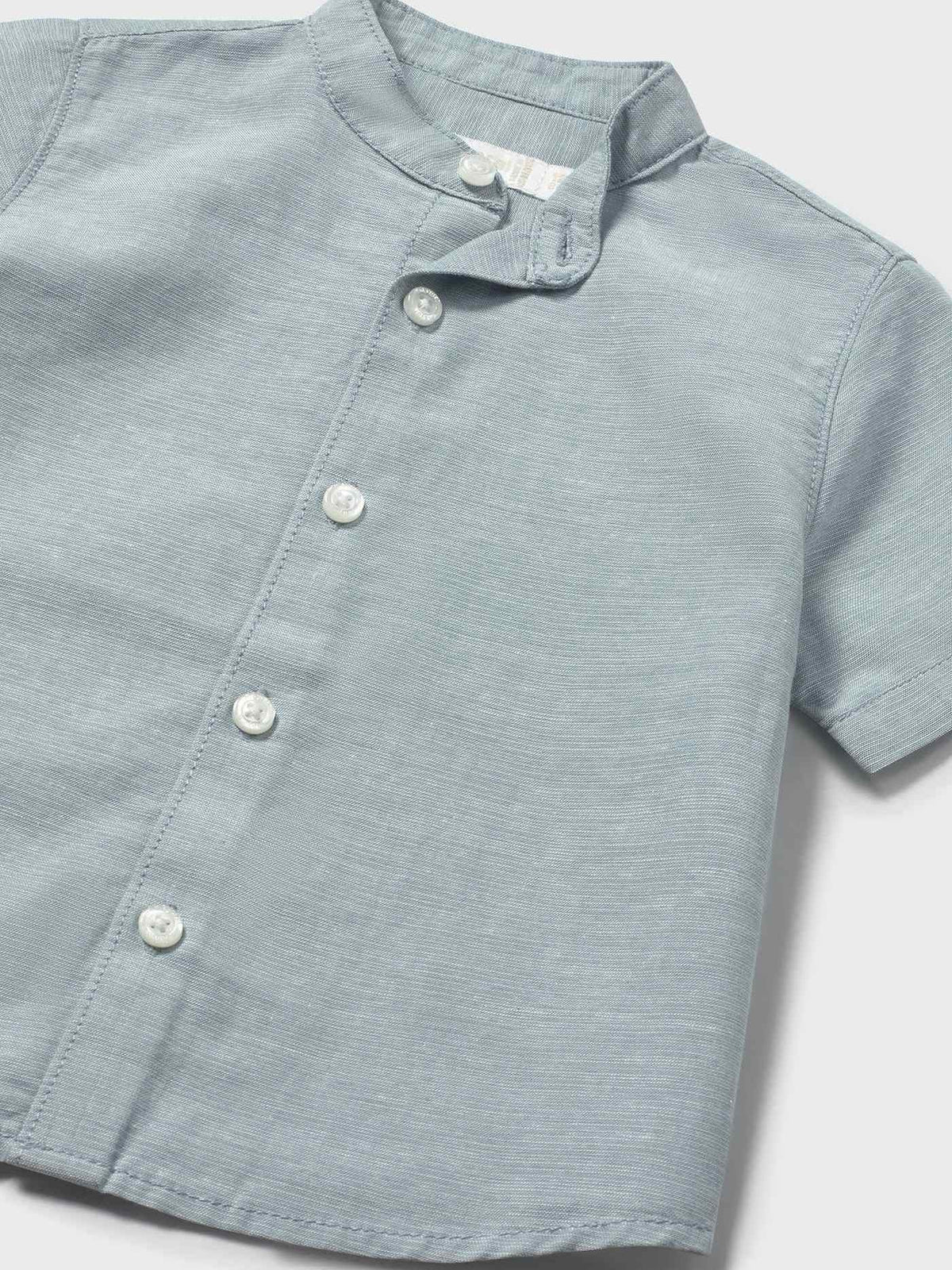 Camisa linho m/comp. gola pad Azul jade (Verde Água)  para Bebé Menino - Mayoral