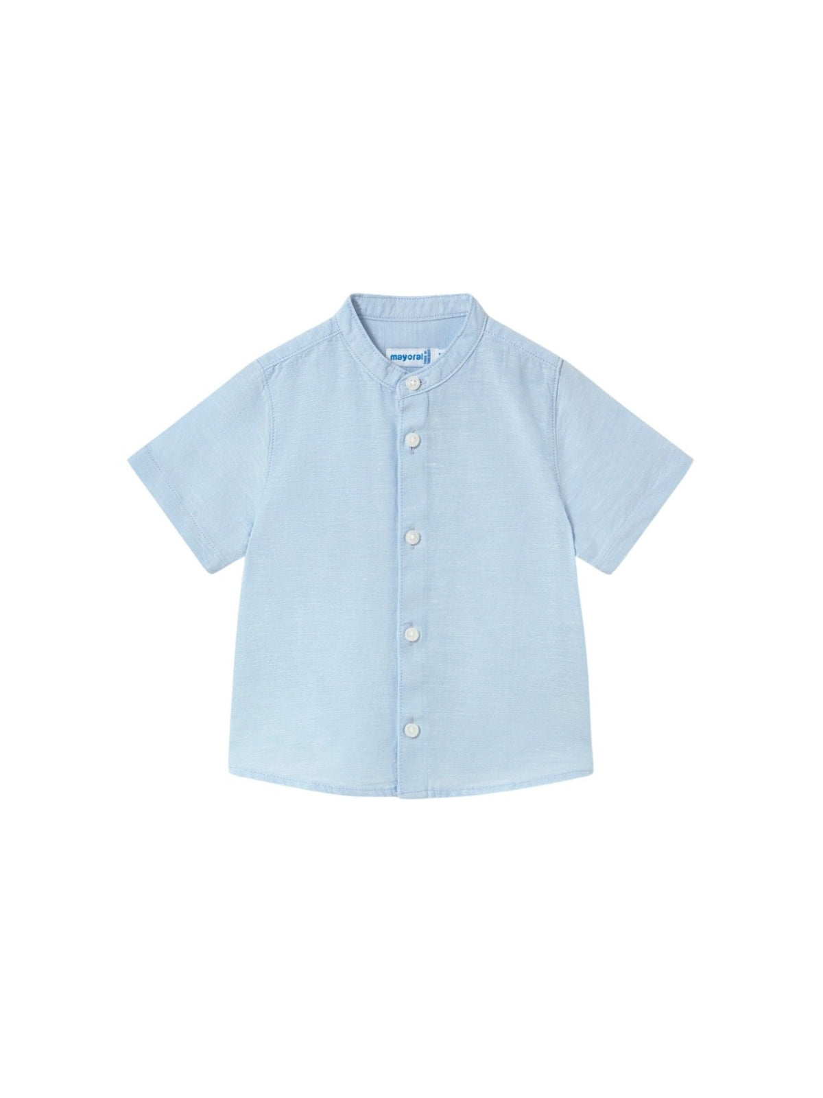 Camisa linho m/comp. gola pad Celeste (Celeste)  para Bebé Menino - Mayoral
