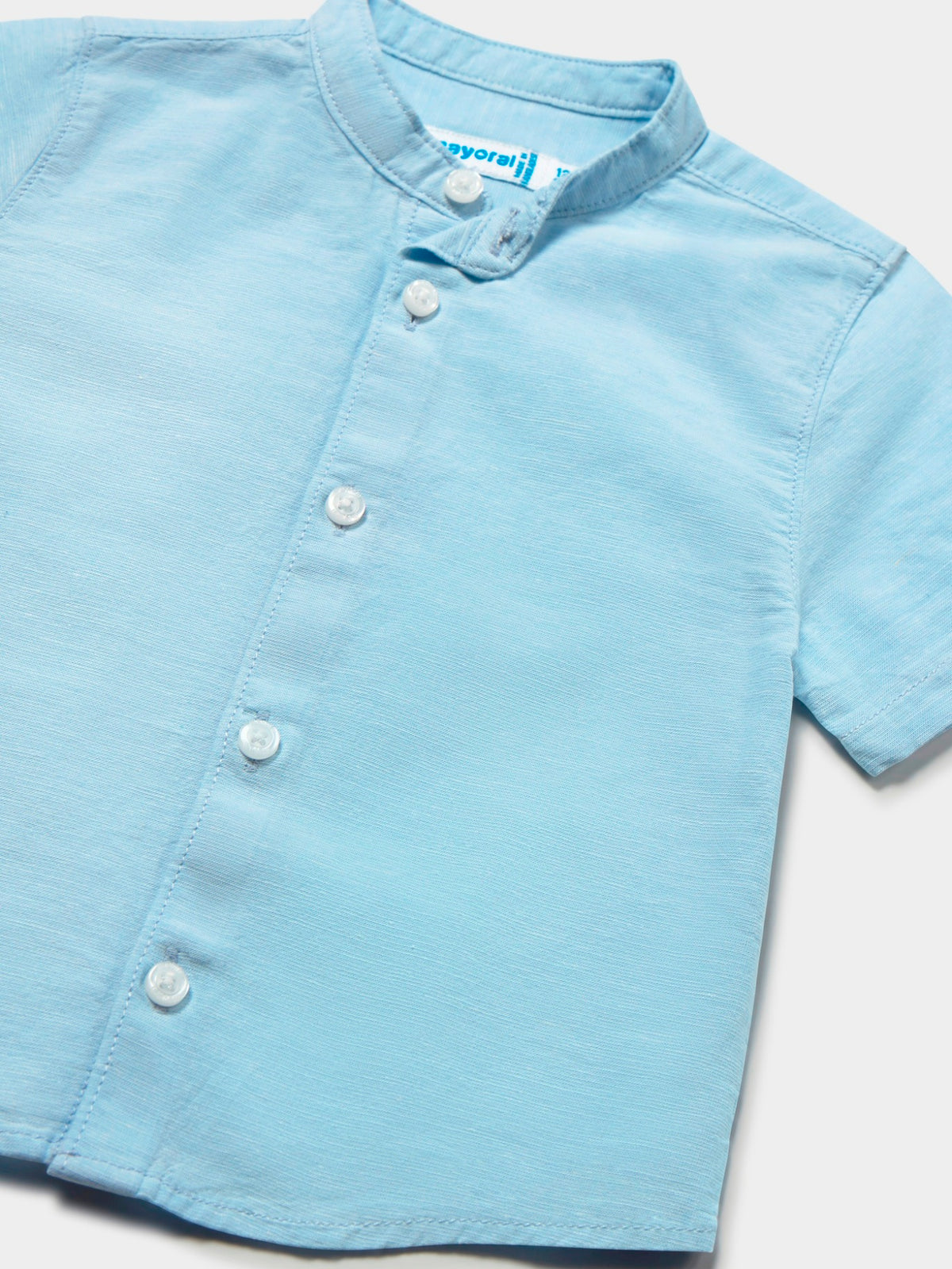 Camisa linho m/comp. gola pad Celeste (Celeste)  para Bebé Menino - Mayoral