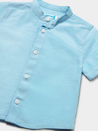 Camisa linho m/comp. gola pad Celeste (Celeste)  para Bebé Menino - Mayoral
