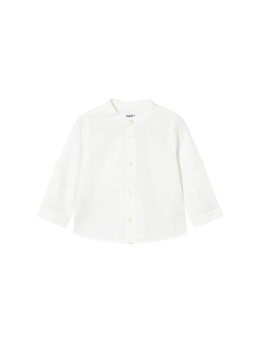 Camisa m/comp. linho gola pad Branco (Branco)  para Bebé Menino - Mayoral