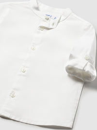 Camisa m/comp. linho gola pad Branco (Branco)  para Bebé Menino - Mayoral