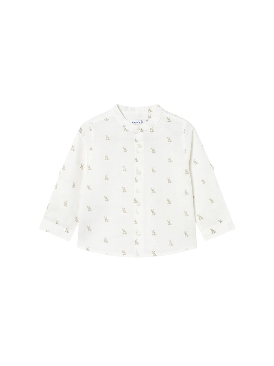 Camisa m/comp. linho gola pad Nata (Creme / Pérola)  para Bebé Menino - Mayoral