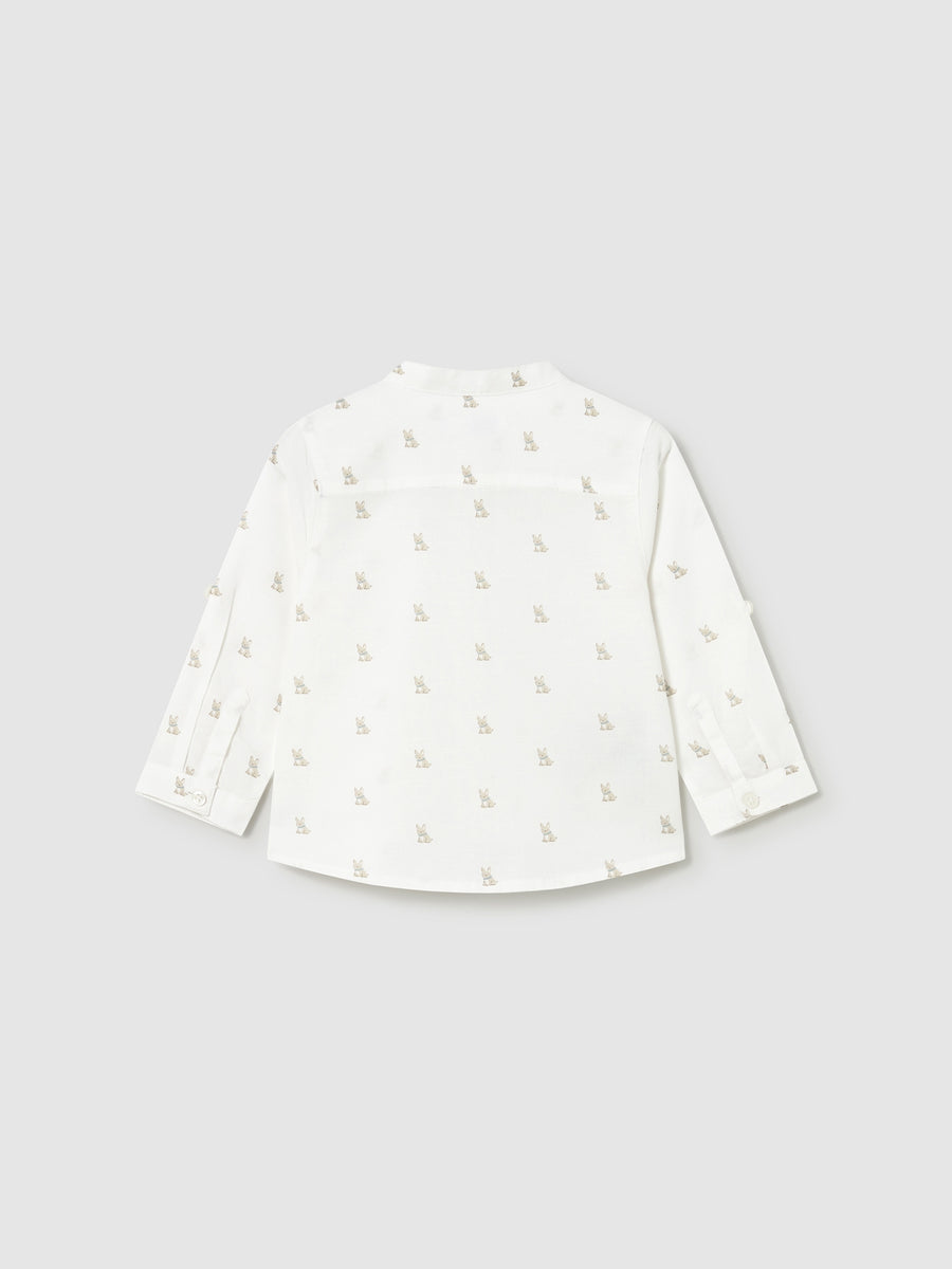 Camisa m/comp. linho gola pad Nata (Creme / Pérola)  para Bebé Menino - Mayoral