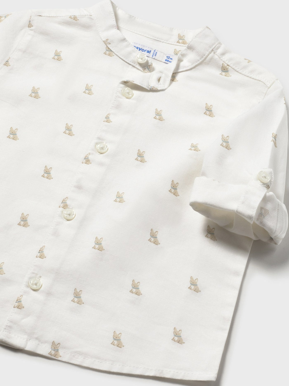 Camisa m/comp. linho gola pad Nata (Creme / Pérola)  para Bebé Menino - Mayoral