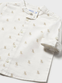 Camisa m/comp. linho gola pad Nata (Creme / Pérola)  para Bebé Menino - Mayoral