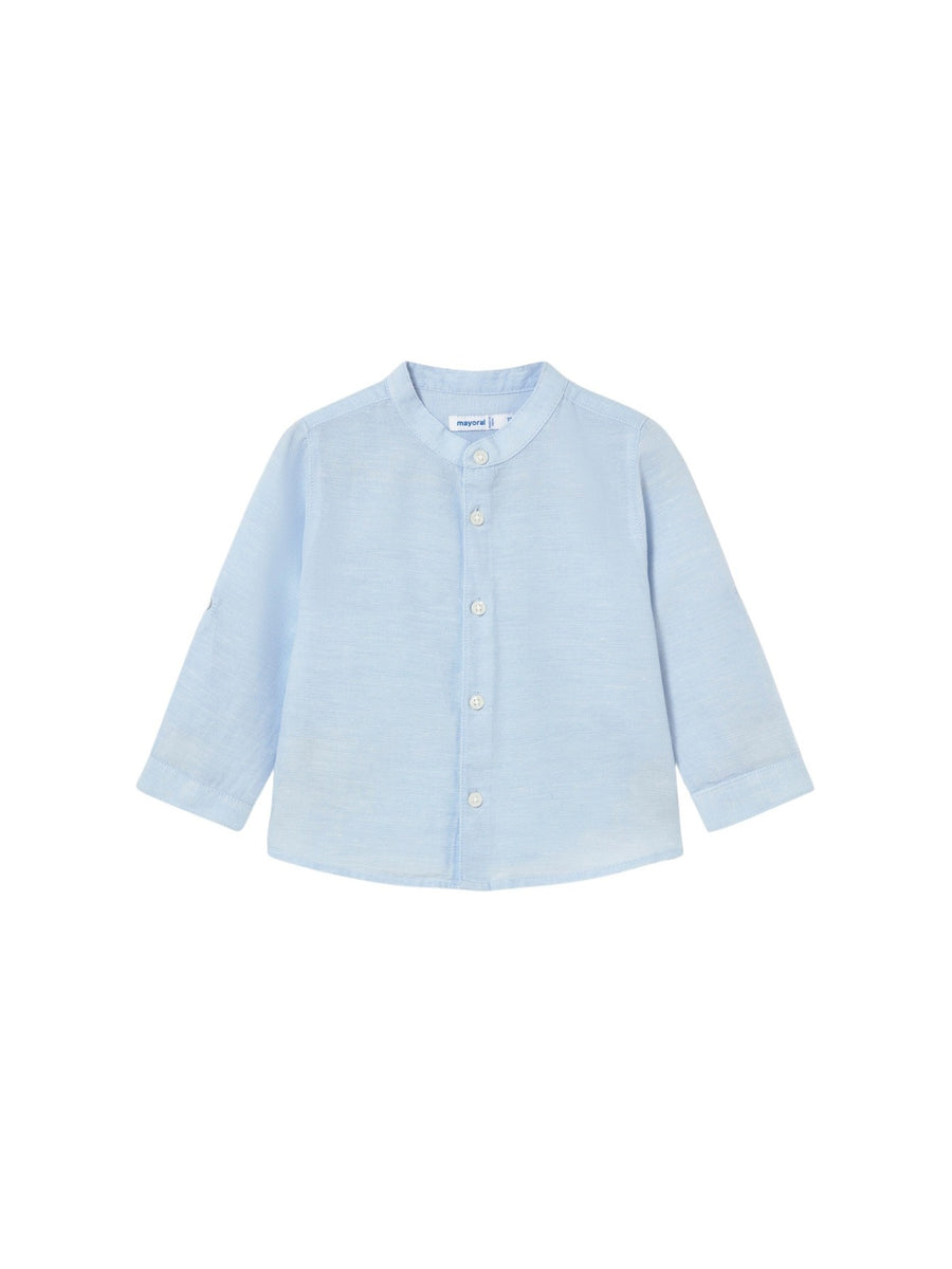 Camisa m/comp. linho gola pad Celeste (Celeste)  para Bebé Menino - Mayoral