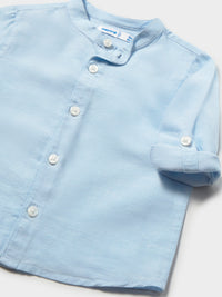 Camisa m/comp. linho gola pad Celeste (Celeste)  para Bebé Menino - Mayoral