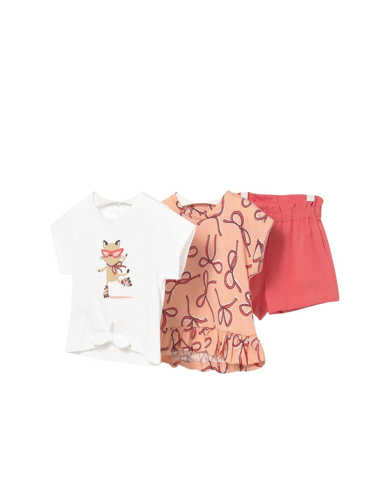 Conj.short 3 peças Flamingo (Salmão)  para Bebé Menina - Mayoral