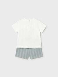 Conj. bermuda linho/t´shirt A Azul jade (Verde Água)  para Bebé Menino - Mayoral