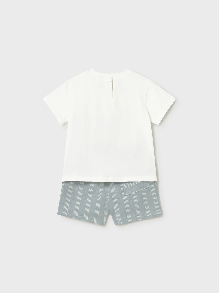 Conj. bermuda linho/t´shirt A Azul jade (Verde Água)  para Bebé Menino - Mayoral