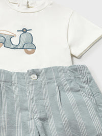 Conj. bermuda linho/t´shirt A Azul jade (Verde Água)  para Bebé Menino - Mayoral