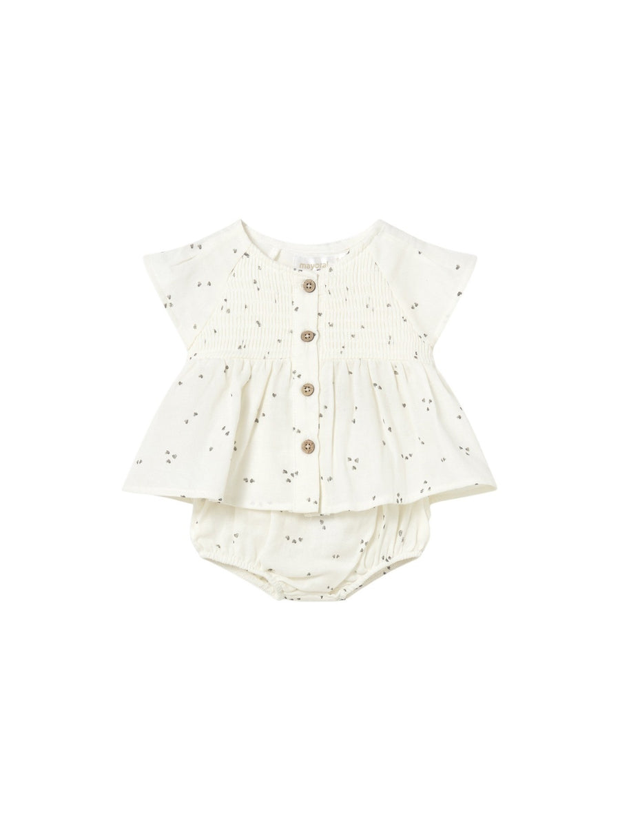 Conj. short gasa Cerámica (Creme / Pérola)  para Bebé Menina - Mayoral