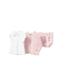 Conj. 3 peças tricô Quartzo (Rosa Bébé)  para Bebé Menina - Mayoral