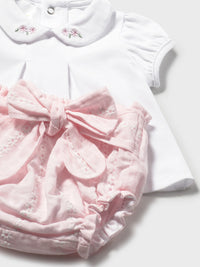 Conj. 3 peças tricô Quartzo (Rosa Bébé)  para Bebé Menina - Mayoral