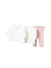 Conj. 3 peças tricô Quartzo (Rosa Bébé)  para Bebé Menina - Mayoral