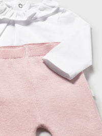 Conj. 3 peças tricô Quartzo (Rosa Bébé)  para Bebé Menina - Mayoral