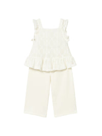 Conj. calça combinada Crú (Creme / Pérola)  para Bebé Menina - Mayoral