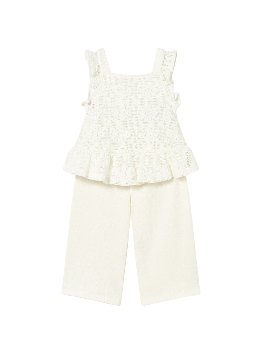 Conj. calça combinada Crú (Creme / Pérola)  para Bebé Menina - Mayoral