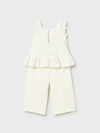 Conj. calça combinada Crú (Creme / Pérola)  para Bebé Menina - Mayoral