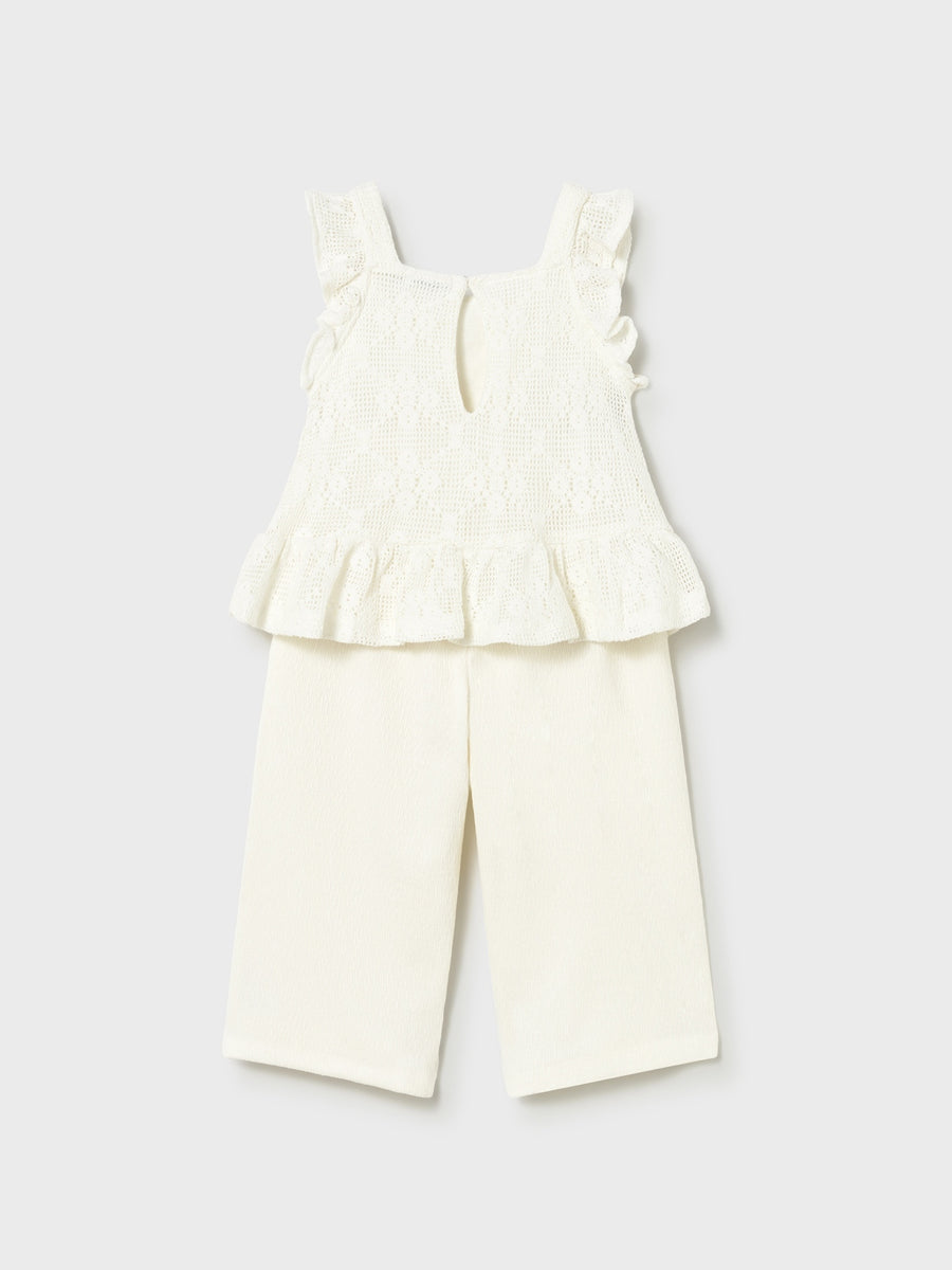 Conj. calça combinada Crú (Creme / Pérola)  para Bebé Menina - Mayoral